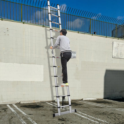 Retractable Ladder 320/380cm Aluminium Alloy Anti-Slip Striper Pedals Stable