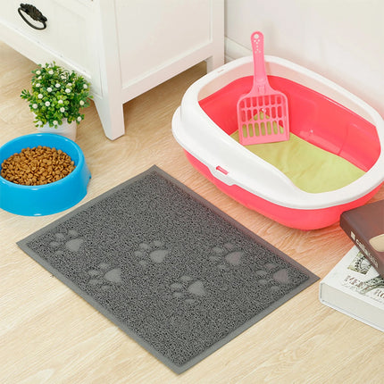 Pet Food Mat 2PCS Paw Print Design Non Slip Floor Feeding Mat for Dogs and Cats
