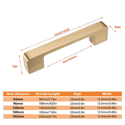 Modern Simple Handle Wardrobe Cabinet Drawer Pull All Copper Gold Door Handle