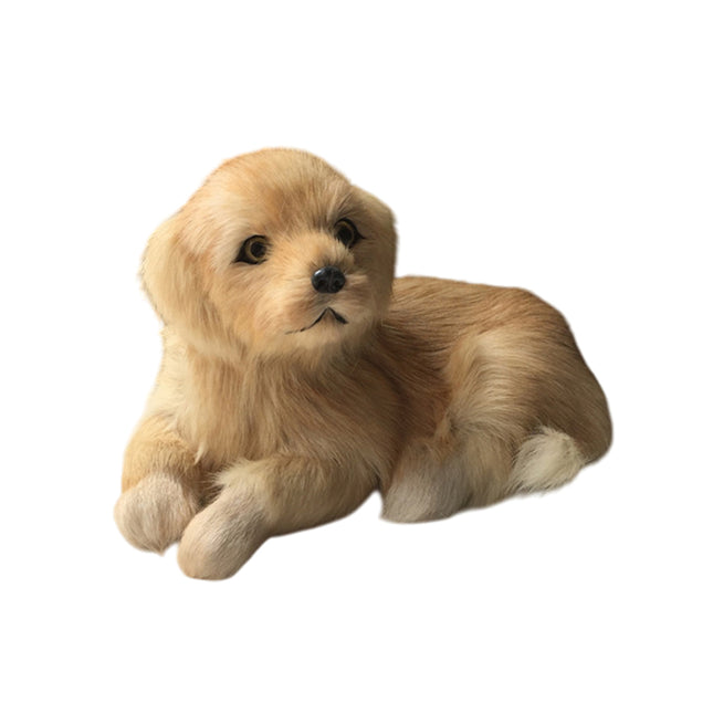 Simulation Golden Retriever Dog Model Leather Fur Home Decoration Ornament