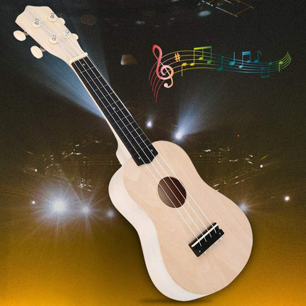 DIY Ukulele Kit 21 inch Natural Wood Paint Round Heart Sound Hole Beginner