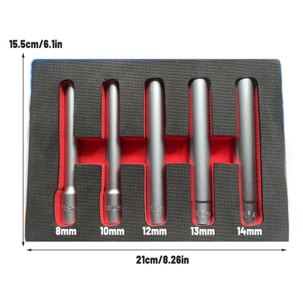 5PCS Socket Extension Bar Set 6Size Durable for Ratchet Wrench Tool Set Silver