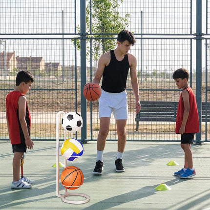 3/4Tier Basketball Stand Ball Organizer Storage Rack Basketball Equipment Holder