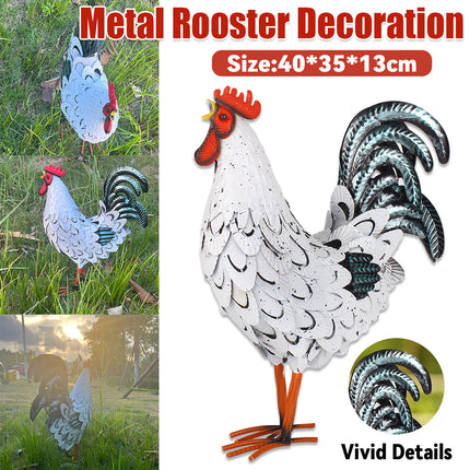 Metal Rooster Standing Decoration Rustproof for Home Garden Yard Patio Ornament
