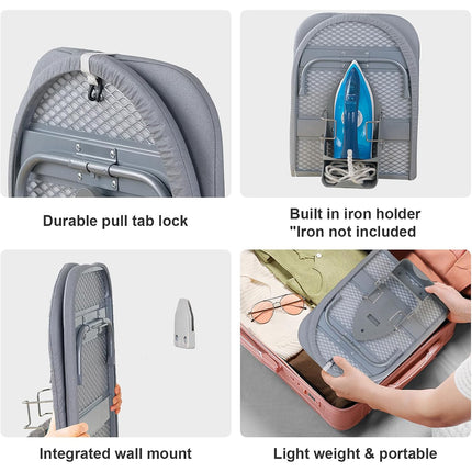 Foldable Ironing Board Wall Mount Compact Laundry Press Stand with Iron Holder