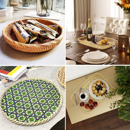 Rattan Woven Pastry Tray Desktop Storage Box Decorative Durable For Home Kitchen