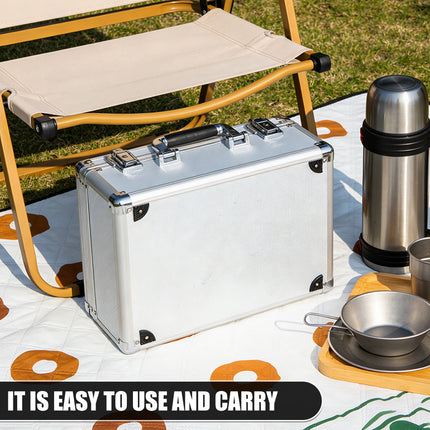 Portable aluminium storage case outdoor use - easy to carry tool equipment organiser box for camping and field use