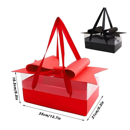 Clear Handheld Flower Gift Box Bow Fruit Flower Packaging Display Box Floral