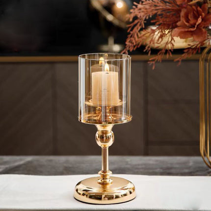 3PCS Light Luxury Style Candlestick Alloy and Glass Material Home Decor Durable