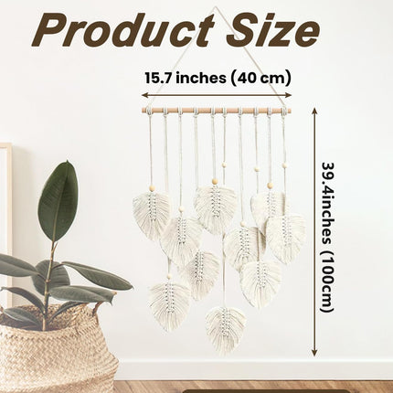 Hand Woven Cotton Cord Leaf Tapestry Bohemian Decorative Wall Hanging Home Art