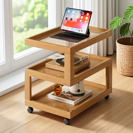 Mobile Coffee Table with Rolling Caster Wheels Versatile Living Room Side Table