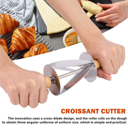 Roller Stainless Steel Croissant Cutter for Baking Pastry Cutting Easy Cleaning