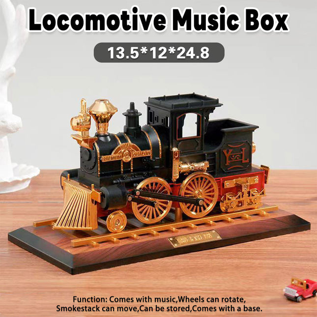 Locomotive Music Box Ornament Vintage Retro Train Model Home Decoration Gift