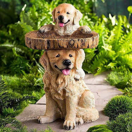 Outdoor Resin Bird Feeder Garden Ornament Tree Stump Bird Bath Decoration