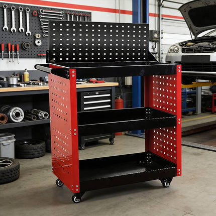 Heavy Duty 3 Tier Tool Cart with Wheels Rolling Work Bench Mechanic Repair Shop