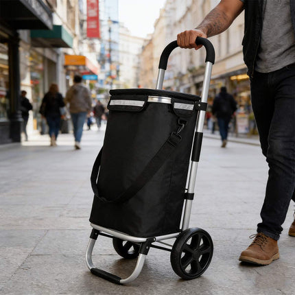 Folding Shopping Cart with Wheels Portable Utility Trolley Grocery Storage Bag