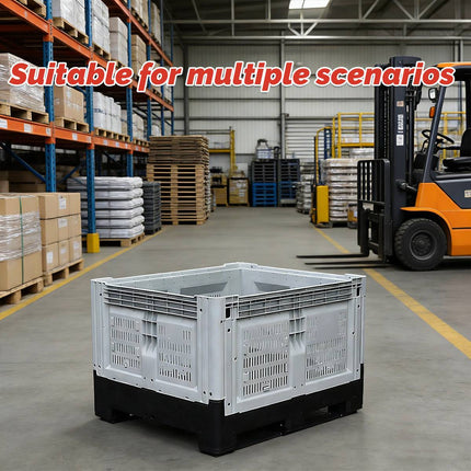Foldable HDPE Logistics Storage Crate Stackable Forklift Pallet Box