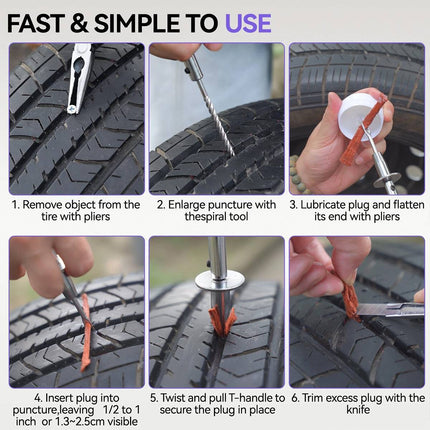 75 Piece Tubeless Tire Repair Tool Kit in Case