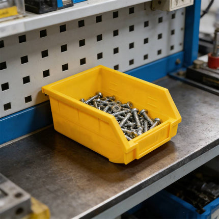 Yellow Plastic Parts Bins 5 Pack 14x10.5x7.5cm