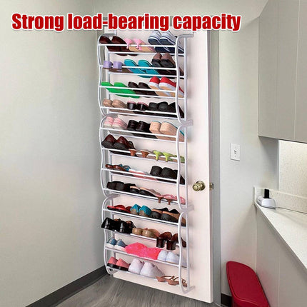 Over Door 12 Tier Shoe Rack White 181cm Tall