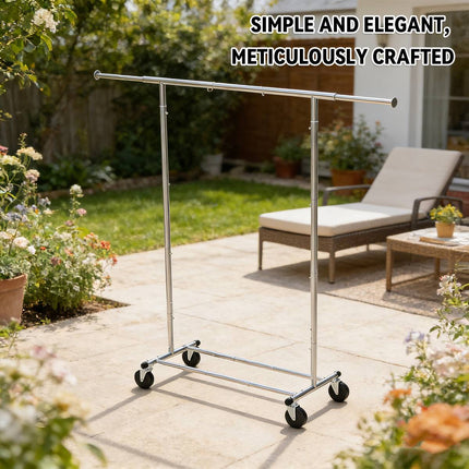 Rolling Chrome Clothes Drying Rack Extending Rail