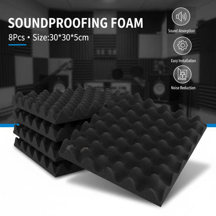 Acoustic Egg Crate Foam Panels 8 Pack 30x30x5cm