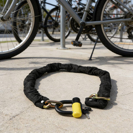 Motorcycle Bicycle Chain Lock with U-Lock Hardened Steel Anti-Theft Keyed Set