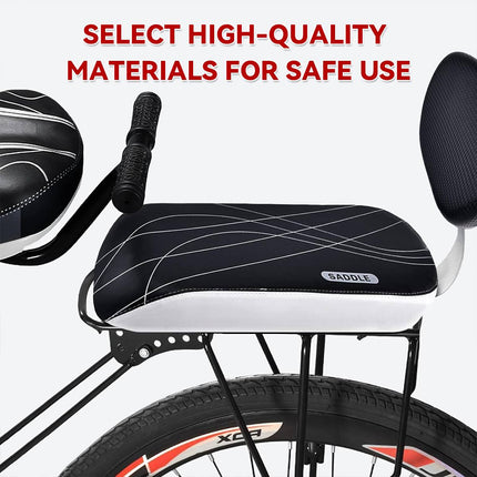 Padded Rear Passenger Bike Seat Kit With Backrest Handle