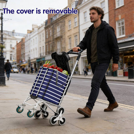 Folding Shopping Trolley Stair-Climbing Cart Lightweight Aluminium Pull Cart