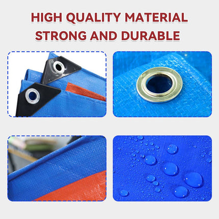 Blue Orange Waterproof Poly Tarp Cover 5x5m