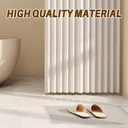 Shower Curtain Set Hidden Foldable Rod No Drill White Curtain Wet Dry Separation