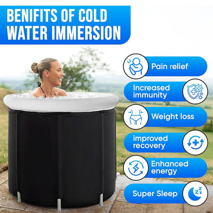 Portable Folding Soaking Tub 75x75cm Inflatable Rim