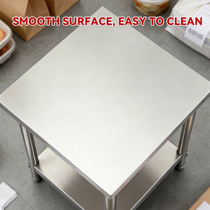 Stainless Steel Work Table 60x60x80cm 2 Tier