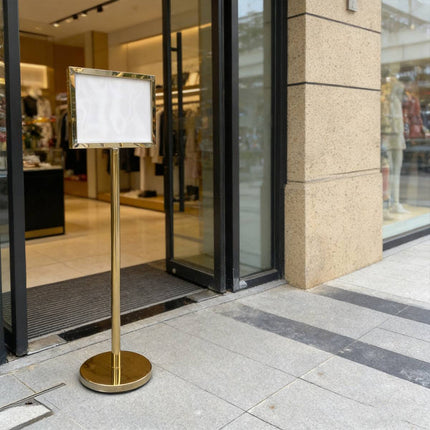 Gold A3 Floor Menu Display Stand Stainless Steel