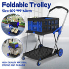 2 Tier Multi Functional Foldable Trolley Portable Storage Cart For Home Outdoor