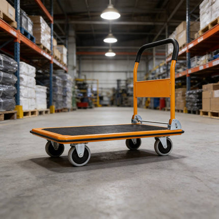 Large Heavy Duty Foldable Flatbed Trolley Cart Steel Frame Rubber Wheels Moving