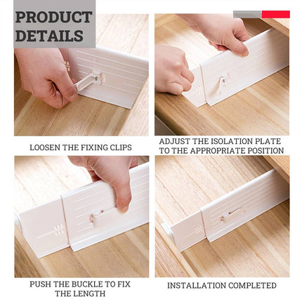 Adjustable Drawer Dividers 6 Pack White 27 to 47cm