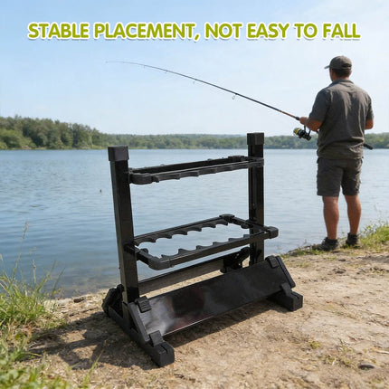 Aluminium Fishing Rod Storage Rack 12 or 24 Holes Foldable Display Stand