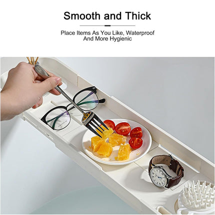 Bathtub Tray Plastic Retractable Non Slip Cup Holder Bathroom 57.5-75cm