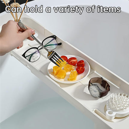 Bathtub Tray Plastic Retractable Non Slip Cup Holder Bathroom 57.5-75cm