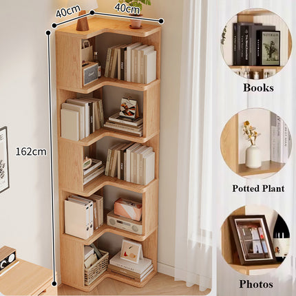 5-Shelf Corner Bookcase Industrial Storage Shelf Display Stand for Home Office