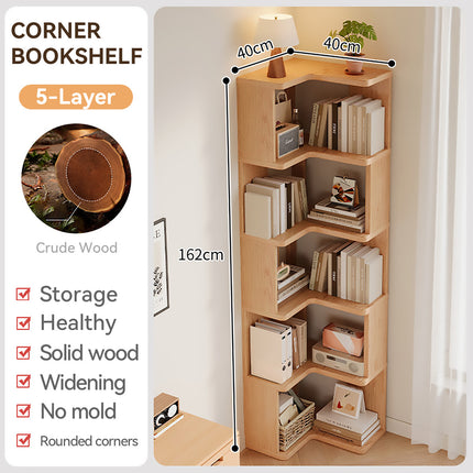 5-Shelf Corner Bookcase Industrial Storage Shelf Display Stand for Home Office