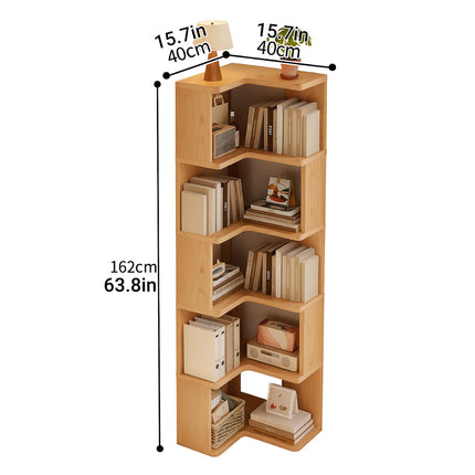 5-Shelf Corner Bookcase Industrial Storage Shelf Display Stand for Home Office