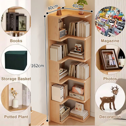 5-Shelf Corner Bookcase Industrial Storage Shelf Display Stand for Home Office