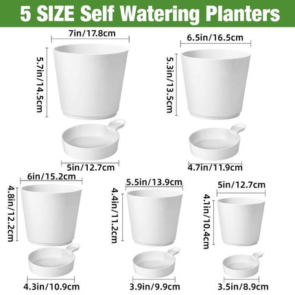 5pcs Self Watering Planter Desktop Plastic Round Planter Auto Suction Lazy Pot