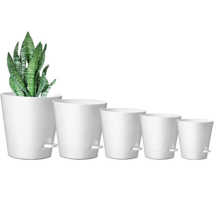 5pcs Self Watering Planter Desktop Plastic Round Planter Auto Suction Lazy Pot