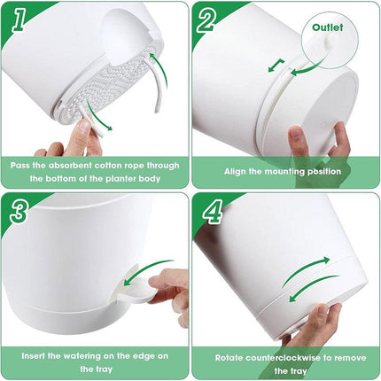 5pcs Self Watering Planter Desktop Plastic Round Planter Auto Suction Lazy Pot