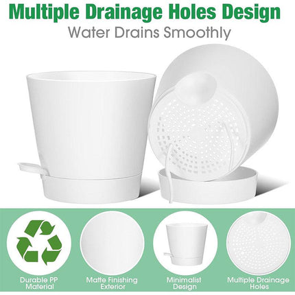 5pcs Self Watering Planter Desktop Plastic Round Planter Auto Suction Lazy Pot