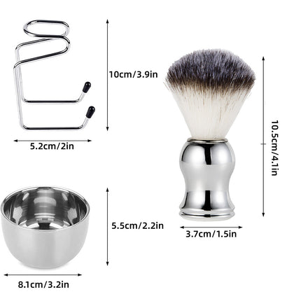 3 IN 1 Mens Beard Brush Soft Nylon Hair Portable Facial Shaving Grooming Tool