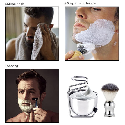 3 IN 1 Mens Beard Brush Soft Nylon Hair Portable Facial Shaving Grooming Tool
